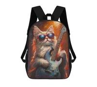 sinyumoney Rock Star Kitten Guitar Mochila Escolar Infantil Impresa En 3D Para Niños, Mochila De Viaje De Alta Capacidad, Mochilas Para Libros De 17 Pulgadas Para Niños