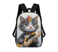sinyumoney Rock Star Kitten with Guitar -1 Mochila Escolar Resistente Al Agua, Mochila Escolar De Negocios Para Hombres/mujeres 17inch