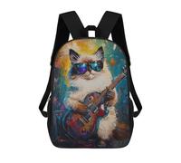 sinyumoney Rock Star Kitten with Guitar Mochila Escolar Secundaria Informal Para Viajes, Mochilas Para La Escuela Secundaria, Para Acampar, Aventuras Al Aire Libre Y Viajes Diarios 17inch