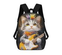 sinyumoney Rock Star Kitty Guitarist -2 17inch Mochilas Escolares Impresas En 3D, Mochilas Escolares De Moda Para Niños De Primaria Y Secundaria