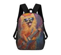sinyumoney Rock Star Pomeranian Guitar Painting Mochilas Infantiles Mochila Escolar Impresa En 3D Para Niños Mochilas De Viaje Bolsas Para Libros Para Niños 17inch Mochila Escolar