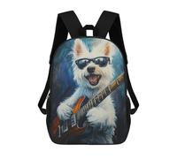 sinyumoney Rock Star Pup Cool Guitar Dog Art 17inch Mochila Escolar Impresa En 3D Para Niños, Mochila Escolar Informal De Moda, Mochilas De Viaje Para Niños Y Estudiantes.