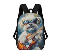 sinyumoney Rock Star Pup with Guitar -10 Mochilas Para Niños 17inch Mochila Escolar Mochila Escolar Impresa En 3D Para Niños De Primaria Y Secundaria