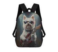 sinyumoney Rock Star Pup with Guitar -12 Mochila Escolar Impresa En 3D 17inch Mochila Escolar Infantil Mochilas De Viaje Mochila Informal De Moda Para Niños Y Estudiantes