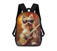 sinyumoney Rock Star Pup with Guitar -14 Mochilas Escolares Para Ordenador, Ideales Para El Colegio/trabajo/viajes, Acampadas, Aventuras Al Aire Libre Y Viajes Diarios 17inch