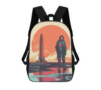 sinyumoney Rocket And Astronaut Mochila Escolar Ligera Para El Colegio, Mochila Escolar De Día, Mochila Para Libros Para La Universidad Para Niñas, Adolescentes 17inch