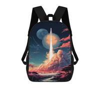 sinyumoney Rocket Launch Fantasy Mochila Escolar De 17 Pulgadas Para Adolescentes, Con Estampado 3D, Ajustable Y Con Bolsillos, Ideal Para Niños, Niñas Y Estudiantes.