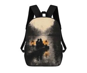 sinyumoney Romantic Lake Sunset in Monochrome Style Mochila Escolar Infantil Impresa En 3D Para Niños, Mochila De Viaje De Alta Capacidad, Bolsas Para Libros, Mochila Escolar Infantil 17inch