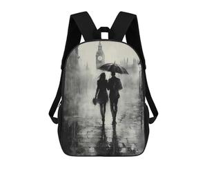 sinyumoney Romantic Rainy Walk in London - Charcoal Style Mochila Escolar Grande Resistente Al Agua Para Portátil Para Adolescentes, Niñas, Niños, Mujeres Y Hombres 17inch