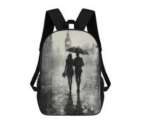 sinyumoney Romantic Rainy Walk in London - Charcoal Style Mochila Escolar Infantil Impresa En 3D Para Niños, Mochila De Viaje De Alta Capacidad, Bolsas Para Libros, Mochila Escolar Infantil 17inch