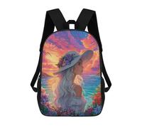 sinyumoney Romantic Sunset Floral Artwork Mochilas Escolares De Moda Para Papelería, Impermeables, Informales, Para Hombres, Mujeres Y Adolescentes 17inch