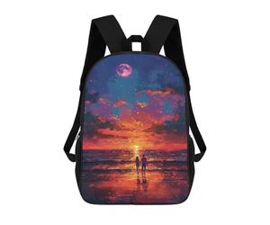 sinyumoney Romantic Sunset Walk Mochila Escolar Para Secundaria, Mochila Informal Para Niñas Y Adolescentes 17inch