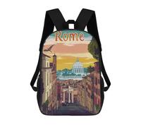 sinyumoney Rome Cityscape Illustration Mochilas De Moda Impresas En 3D 17inch Mochila Escolar Informal Para Niños De Primaria Y Secundaria