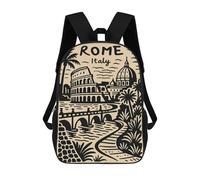 sinyumoney Rome Italy Landmark Illustration Mochila Escolar Informal Para El Día A Día, Ideal Para Viajes, Trabajo Y Uso Diario 17inch