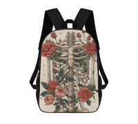 sinyumoney Rose Embraced Skeleton Mochilas Infantiles Impresas En 3D, Mochilas De Moda Informales, Mochilas De Viaje Bonitas, Mochilas Informales Para Exteriores Para Niños Y Niñas 17inch