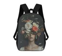 sinyumoney Roses Floral Woman Lady Mochila Infantil Para Niñas, Mochila Escolar 3D, Mochila Para Niños Pequeños, Mochila Informal De Día, Mochila Escolar De Moda 17inch
