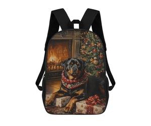 sinyumoney Rottweiler Christmas Portrait Christmas Tree Dog Print Mochila Escolar Resistente Al Agua - Perfecta Para Viajes, Trabajo Y Uso Diario 17inch