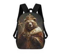 sinyumoney Royal Bear King Crowned Artwork Mochila Escolar Impermeable Para Viajes, Mochila Para Ordenador Portátil, Ideal Para Acampar, Aventuras Al Aire Libre Y Viajes Diarios 17inch
