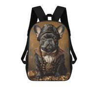 sinyumoney Royal Bulldog in Regal Attire Mochila Escolar Infantil De 17 Pulgadas, Mochila Escolar Impresa En 3D Para Niños De Primaria Y Secundaria