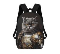 sinyumoney Royal Cat Armor Portrait -1 Mochila Escolar Para Secundaria, Mochila Informal Para Niñas Y Adolescentes 17inch