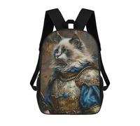 sinyumoney Royal Cat Armor Portrait Mochila Escolar Grande Resistente Al Agua Para Portátil Para Niñas Y Adolescentes 17inch