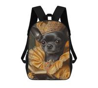 sinyumoney Royal Chihuahua in Golden Elegance Chihuahua Queen Mochila Escolar Infantil Impresa En 3D Para Niños, Mochilas De Viaje, Bolsas Para Libros Para Niños Estudiantes De Primaria 17inch