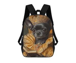 sinyumoney Royal Chihuahua in Golden Elegance Chihuahua Queen Mochila Escolar Infantil Impresa En 3D Para Niños, Mochilas De Viaje, Bolsas Para Libros Para Niños Estudiantes De Primaria 17inch