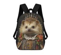 sinyumoney Royal Hedgehog Portrait-1 Mochila Escolar Infantil De 17 Pulgadas, Impresa En 3D, Estilo Casual, Para Niños, Ideal Para Viajes, Como Mochila Escolar O Para Llevar Libros.