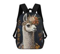 sinyumoney Royal Llama with Floral Crown 17inch Mochila Escolar Impresa En 3D Para Niños, Mochila Escolar Informal De Moda, Mochilas De Viaje Para Niños Y Estudiantes.