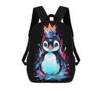 sinyumoney Royal Penguin King Mochila Infantil Con Impresión 3D, Mochila Escolar Para Niños, Mochila Informal Divertida Para Niños Y Adolescentes 17inch