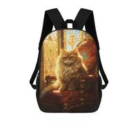 sinyumoney Royal Persian Cat Throne-1 Mochila Escolar Impresa En 3D 17inch Mochila Escolar Infantil Mochilas De Viaje Mochila Informal De Moda Para Niños Y Estudiantes