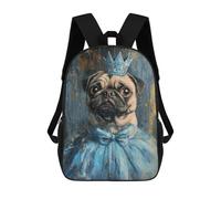sinyumoney Royal Pug Art Print Mochila Escolar Infantil Impresa En 3D Para Niños, Mochila De Viaje De Alta Capacidad, Mochilas Para Libros De 17 Pulgadas Para Niños