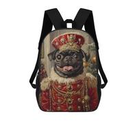 sinyumoney Royal Pug Christmas Art Print Mochila Escolar Impresa En 3D 17inch Mochilas De Moda Para Niños, Mochilas Escolares Para Niños De Primaria Y Secundaria