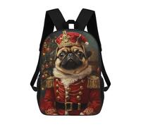 sinyumoney Royal Pug Christmas Ornament Mochila Escolar Grande Para Niños, Niñas, Adolescentes, Hombres Y Mujeres 17inch
