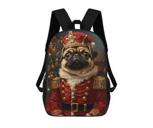 sinyumoney Royal Pug Christmas Ornament Mochila Escolar Grande Para Niños, Niñas, Adolescentes, Hombres Y Mujeres 17inch