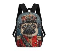 sinyumoney Royal Pug in Snowy Majesty Mochilas Escolares De Moda Para Papelería, Impermeables, Informales, Para Hombres, Mujeres Y Adolescentes 17inch