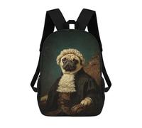 sinyumoney Royal Pug Portrait Art Print -1 Mochilas Escolares Para La Escuela Secundaria, Preparatoria, Universidad Y Viajes Para Niños/niñas/adolescentes 17inch