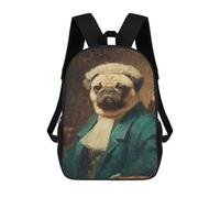 sinyumoney Royal Pug Portrait Art Print -2 Mochila Mochila Informal Para El Día A Día, Para La Escuela, El Trabajo Y Los Viajes Para Hombres, Mujeres Y Adolescentes 17inch
