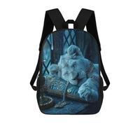 sinyumoney Royal White Lion Cub Resting Mochilas Escolares Mochila Escolar Ligera Mochila De Día Mochila Escolar Para La Universidad Para Niños/Niñas/Adolescentes 17inch
