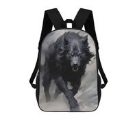 sinyumoney Running Black Wolf Mochila Escolar Para Niños Y Niñas, Mochila Informal De Viaje, Mochila De Gran Capacidad Para El Día A Día 17inch