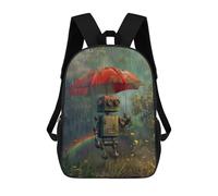 sinyumoney Rusty Robot in Rainy Forest Mochila Escolar Para La Escuela Secundaria, Preparatoria, Universidad Y Viajes Para Niños/niñas/adolescentes 17inch