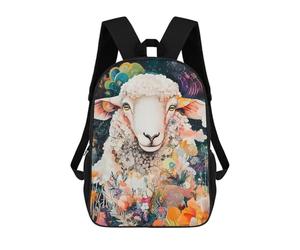sinyumoney Sacred Sheep in Bloom - Floral Field Art Mochila De Moda Para Papelería, Impermeable, Informal, Para Niños/niñas/adolescentes 17inch
