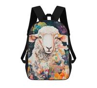 sinyumoney Sacred Sheep in Bloom - Floral Field Art Mochila De Peluche Con Dibujos Animados, Mochila 3D Para Niños, Bolsa Escolar, Idea De Regalo De Cumpleaños Para Niños Y Niñas 17inch