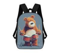 sinyumoney Sad Bear Drummer Mochila Escolar, Secundaria, Preparatoria, Universidad, Mochila De Viaje Para El Campus, Viajes Al Aire Libre, Deportes 17inch