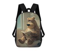 sinyumoney Sad Bear Reading on Toilet Mochila Infantil De 17 Pulgadas, Mochila Escolar Con Estampado 3D De Dibujos Animados Para Niños Y Adolescentes.