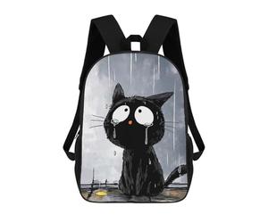sinyumoney Sad Black Cat in The Rain Mochila Ligera Informal Para El Día A Día, Ideal Para La Escuela, Viajes, Trabajo Y Uso Diario 17inch