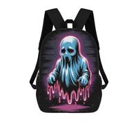 sinyumoney Sad Blue Ghost with Pink Drips Mochila De Moda Para Papelería, Impermeable, Informal, Para Adolescentes, Niños, Mujeres Y Hombres 17inch