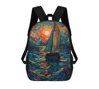 sinyumoney Sailboat at Sunset, Stained Glass Style Mochilas Para Niños Mochila Escolar Mochila Escolar Impresa En 3D Para Niños Estudiantes De Primaria Y Secundaria 17inch