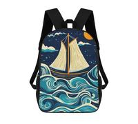 sinyumoney Sailboat on The Waves Mochila, Mochila Infantil, Mochila Escolar Para Estudiantes, Mochila Para Libros, Mochila Escolar Impresa En 3D Para Niños Y Niñas 17inch