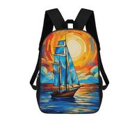 sinyumoney Sailboat Stained Glass Mochilas Infantiles Escolares Impresas En 3D, Mochilas Para Niños, Mochilas De Viaje Para Niños Y Niñas, Mochilas Escolares Para Niños 17inch